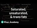 Saturated fats unsaturated fats and trans fats  biology  khan academy