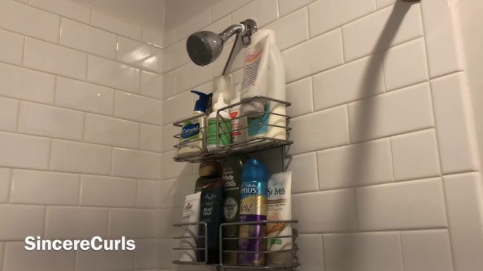 HapiRm Shower Caddy Corner Bathroom Shelf Shower Rack with 8 Traceless Adhesive Hooks, No Drilling Shower Organizer Wall Mounted