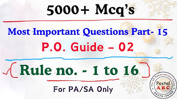 Most Important Question Part - 15 || P.O. Guide - 02 || Rule no. - 1 to 16 ||