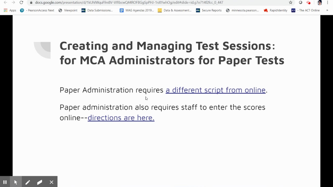Resource for MCA Paper Test Administration in PearsonAccess Next Test