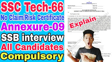 SSB Interview No Claim, No Risk Certificate Important Document verification process, How to Fill up 