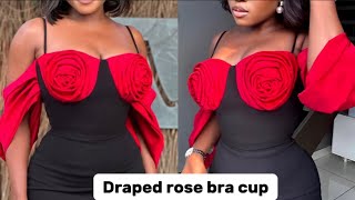 How to cut and sew this trendy draped rose bra cup || Corset with a bra cup