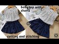 Baby top with shorts cutting and stitching/ 1.5 -3 year old baby dress cutting and stitching