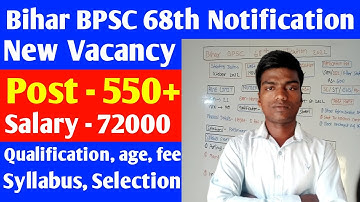 Bihar BPSC 68th notification 2022 , new vacancy | post, salary Qualification, age, fee, Syllabus