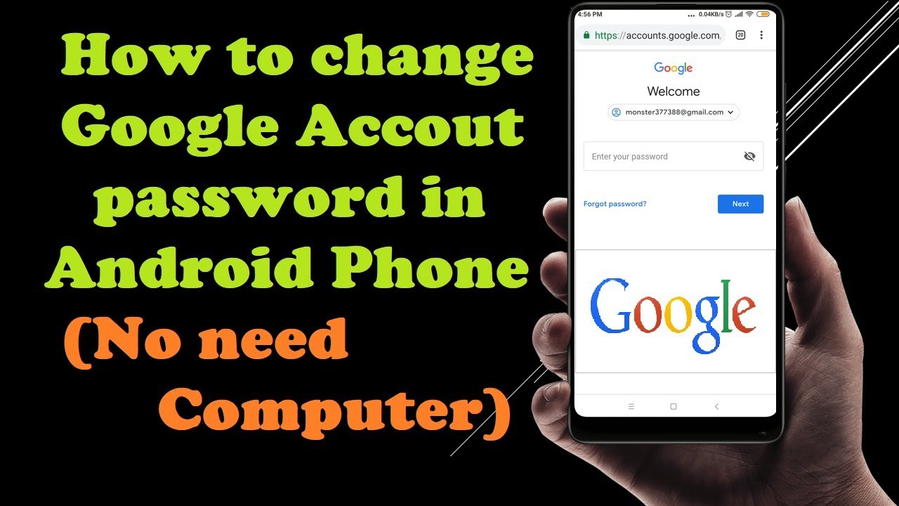 How to change google account password from Android Phone