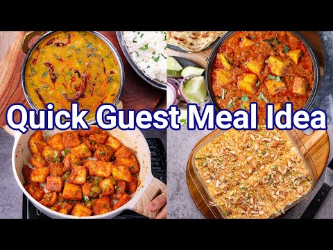 Quick  Easy Guest Meal Thali Recipe  Complete Combo Meal with Curry, Dal, Starter  Dessert