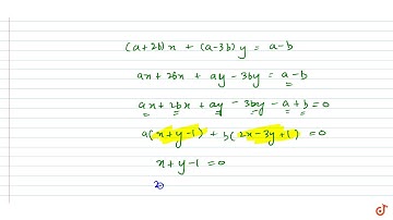 The lines` (a+2b)x+ (a-3b)y=a-b` for different values of a and b pass through the fixed point,...