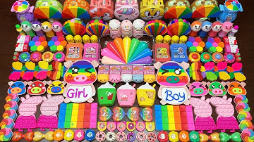 RELAXING WITH CLAY AND GLITTER ! Mixing Random Things Into GLOSSY Slime #2368