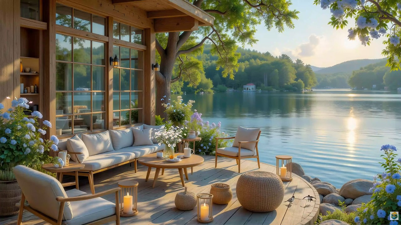 Morning Piano In Calm Cabin 🌿 Tranquil Spring Piano In Peaceful Lake View For Chill Up Mood