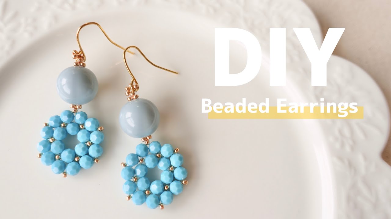 Diy How To Make Easy Beaded Earrings Swarovski Tutorial テグス編み ビーズピアス作り方 ビーズアクセサリー 大人 100均パーツ 簡単 Youtube