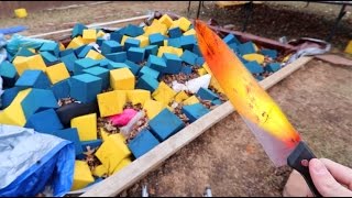 1000 DEGREE KNIFE VS FOAM PIT!  *HORRIBLE IDEA*