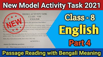 Class 8 English Model Activity Task 2021 | Part 4 | Bengali Meaning of Passage | @WBBSE English