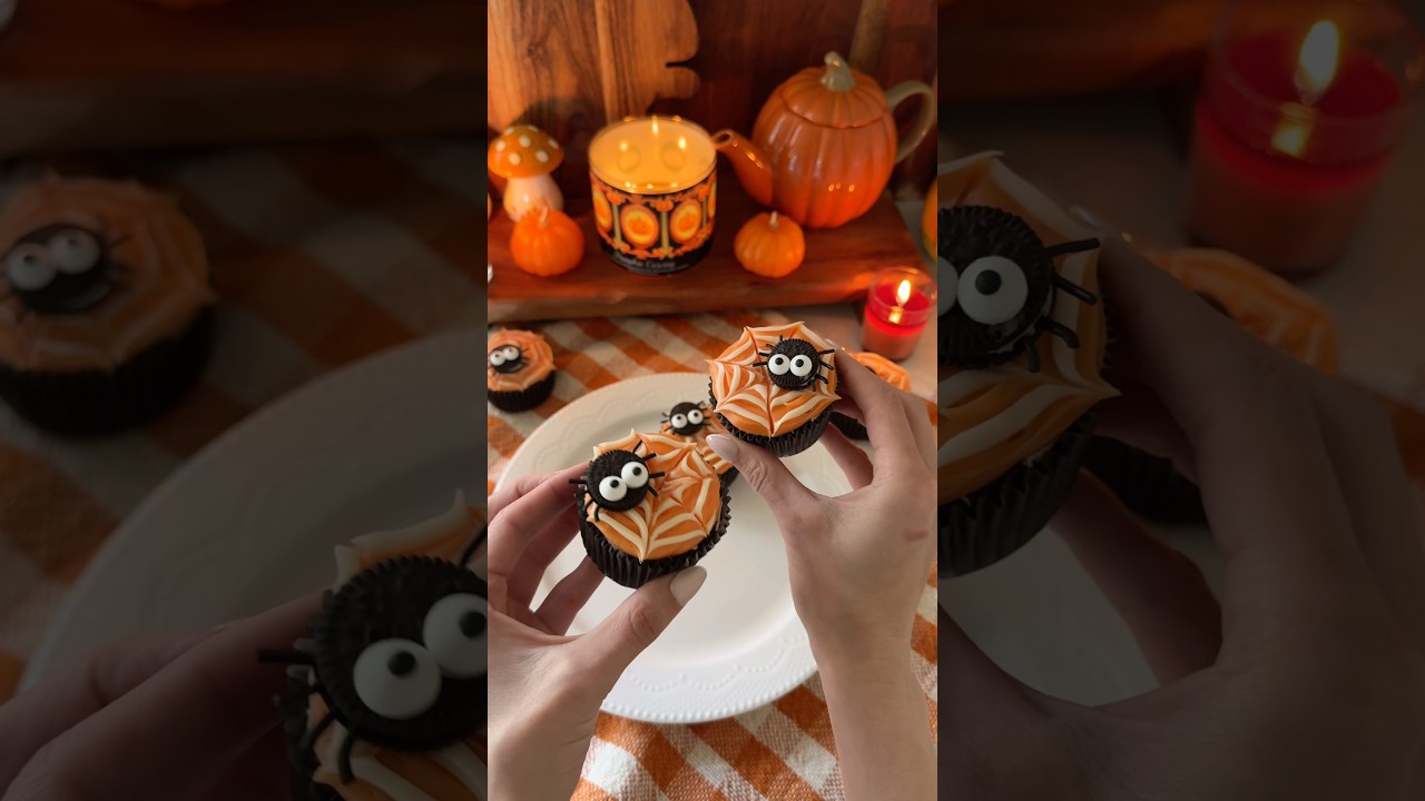 Making Spiderweb Brownie Bites for Halloween 🎃🕸️ 