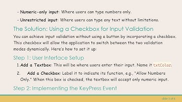 How to Validate User Input in a Textbox for Different Scenarios