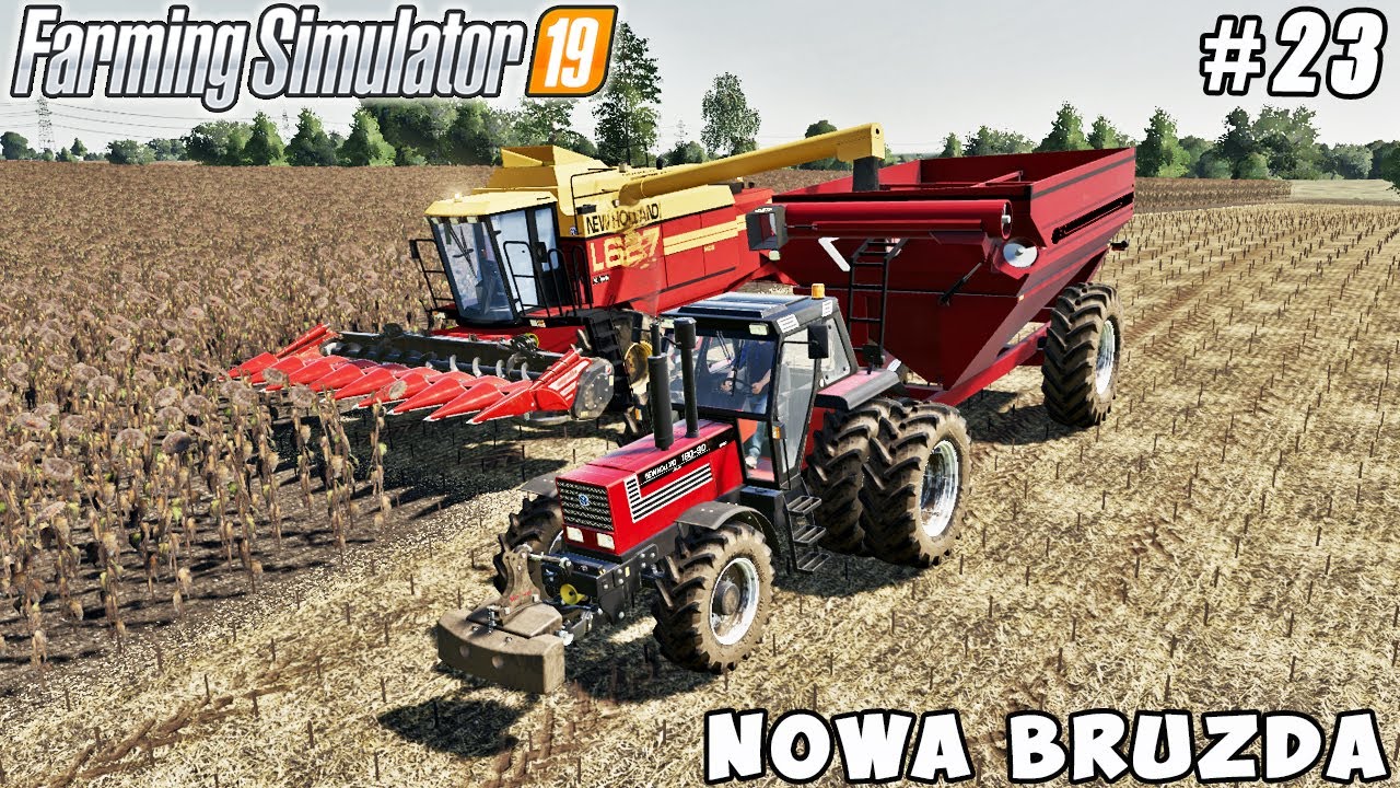 Harvesting corn and sunflower Nowa Bruzda Farming simulator 19 Timelapse 23 YouTube
