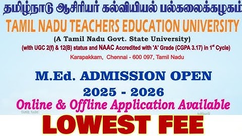 TNTEU M.Ed ADMISSION 2025-2026: LOWEST FEES COLLEGES/UNIVERSITY/  RAPIDMINDS TAMIL || RAGAVAGIRI