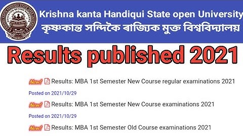 KKHSOU New Results published 2021 Exam ll New ll Old Course