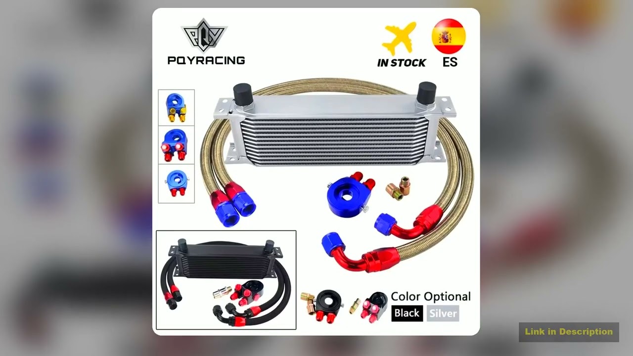 Universal 13 Rows Oil Cooler Kit Oil Filter Sandwich Adapter Nylon Stainless Steel Braided An10