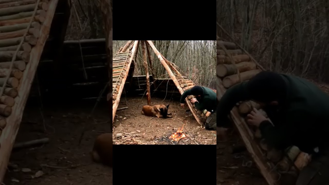 Bushcraft Camp | Building a Large Hunter’s Cabin with Wood & Mud