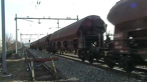 mixed freight train DB schenker with surprise on the end of the Train!!