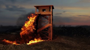 WATCH TOWER FUEL FIRE | PhoenixFD | Vraynext | 3Ds Max
