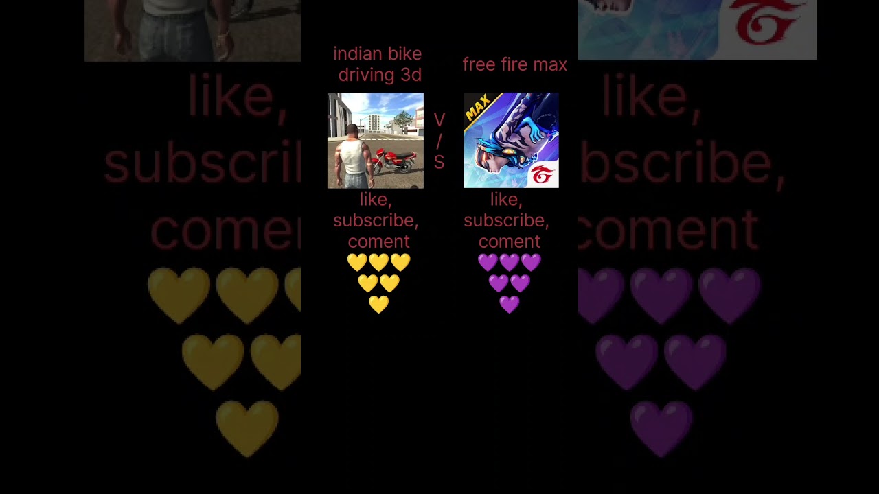 indian bike driving 3d 💛vs free fire max💜😡||