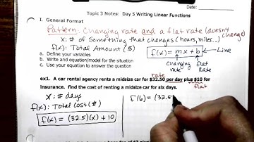Alg 1 T3 Day 5 Video Notes Writing Linear Functions