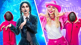Wednesday Addams and Barbie in Squid Game Challenge! Squid Game in Real Life