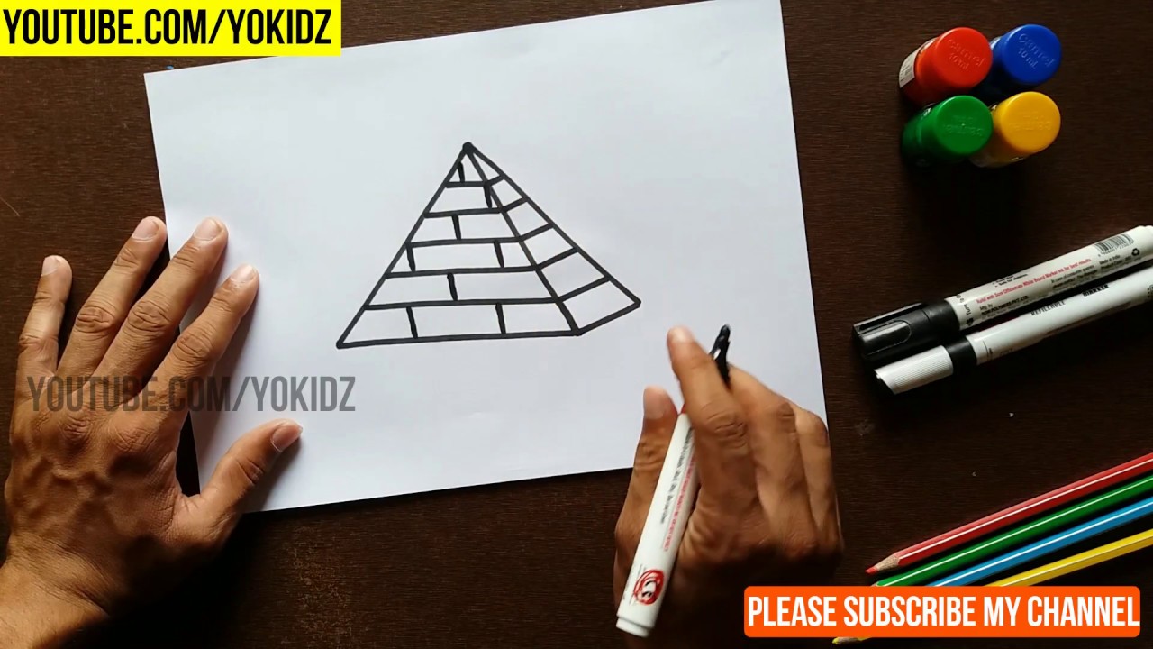 How To Draw Pyramid Easy Youtube