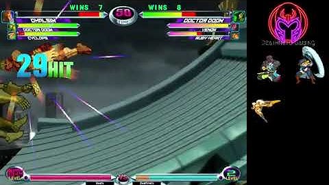 MvC2 Dhalsim 55% unfly infinite wall carry to corner unfly infinite reps