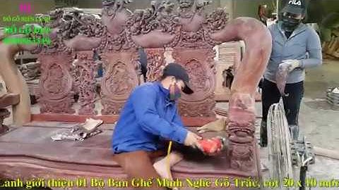 Bộ bàn ghế minh quốc nghê gỗ trắc đỏ Cột 20 x 10 món, A Hoàn( Ninh Kiều - Cần Thơ). đồ gỗ Hiền Lanh