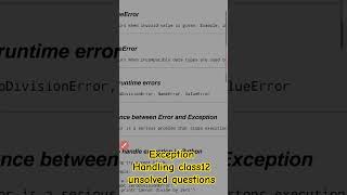 Exception Handling class12 series| unsolved questions #computerscience #pythonforbeginners #shorts
