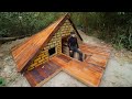 Building warm underground brick  bushcraft shelter in wild start to finish