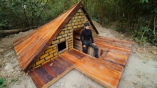 Building Warm Underground Brick Bushcraft Shelter In Wild, Start to Finish