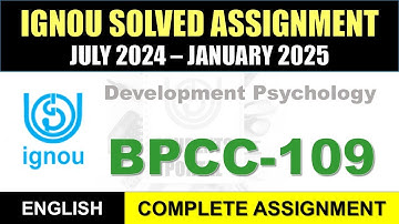 BPCC 109 Solved Assignment 2024-25 || bpcc-109 solved assignment in English || July 2024 to Jan 2025