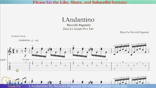 I.Andantino by Niccolò Paganini for classical guitar with tabs