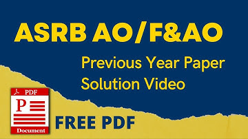 ASRB AO/F&AO PREVIOUS YEAR SOLVED PAPER 2014 || Nishant eAcademy