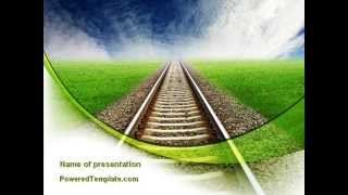 Railway Stretching Into The Blue Distance PowerPoint Template by PoweredTemplate.com