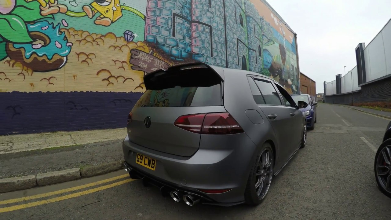 WRAPPED VW MK7 - GOLF R - MILLTEK EXHAUST LOUD - REVS - FLYBY - YouTube