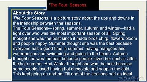 Class 2 English Reader Chapter- The Four Seasons Introductory Video By Anuradha Chatterjee
