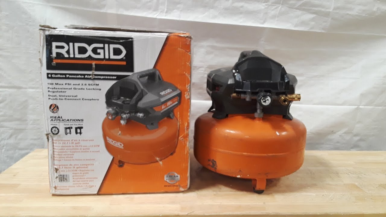 RIDGID 6 gallon pancake air compressor UNBOXING!!!!!!!.(High Ridge