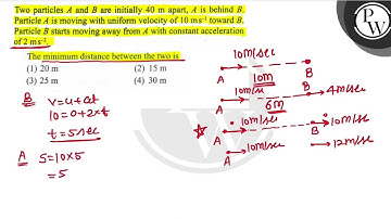 Two particles \( A \) and \( B \) are initially \( 40 \mathrm{~m} \) apart, \( A \) is behind \(...