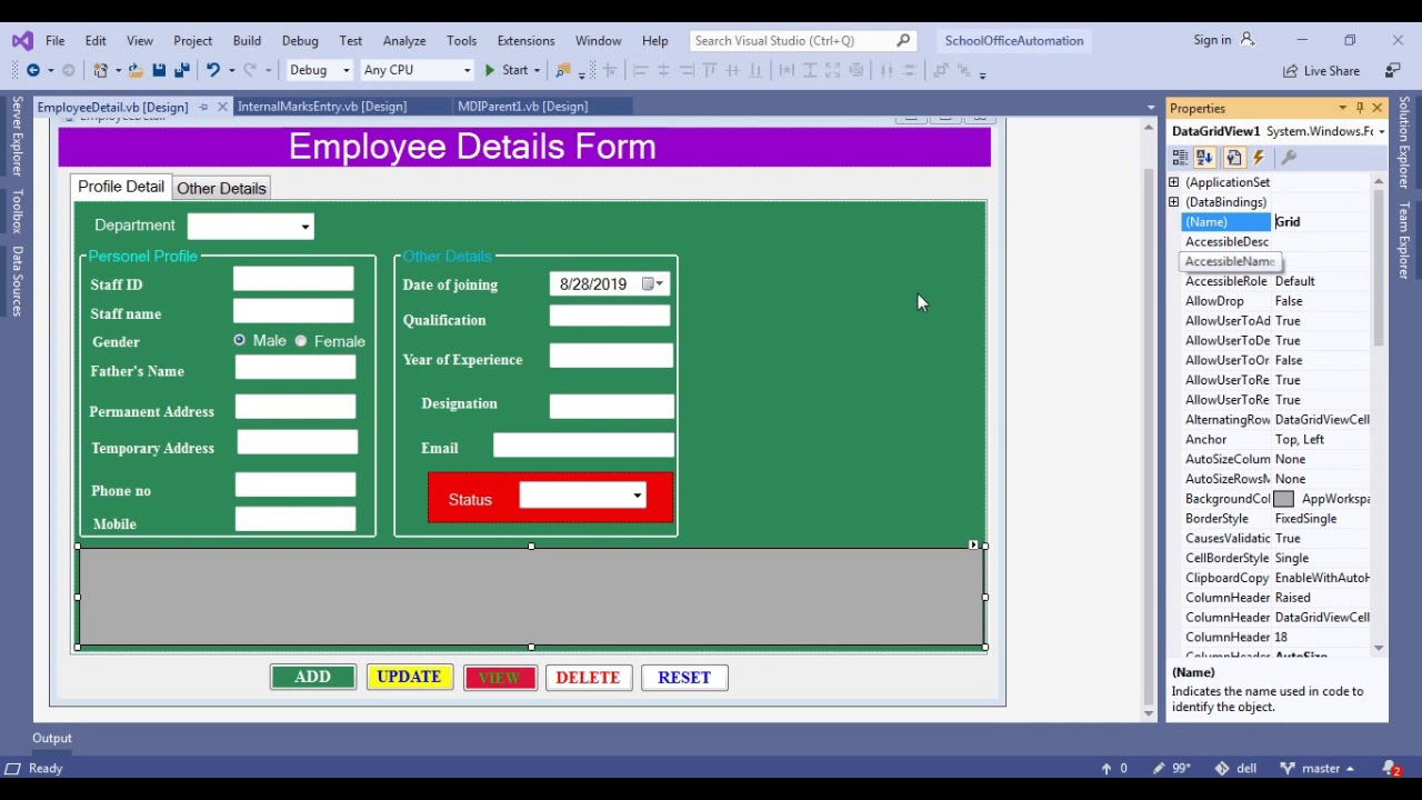 Visual Studio Create Employee Details Form In Vb Net Part