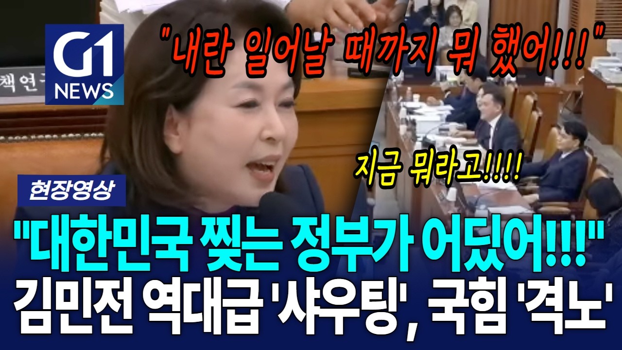 "대한민국 찢는 정부가 어딨어!!!" 김민전 역대급 '샤우팅', 국힘 '격노' [G1현장영상]