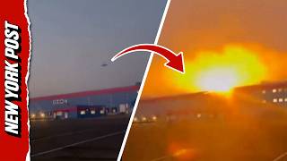 Moment Drone Strike Blasts Ozon Facility In Russia, Sparking Massive Fire