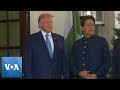 Us president donald trump greets pakistans prime minister imran khan at the white house