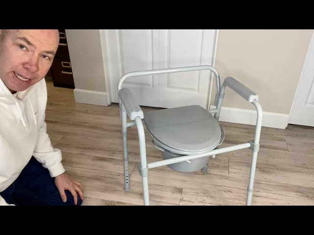 Drive Medical Steel Folding Deep Seat Bedside Commode, Gray HSA/FSA Eligible