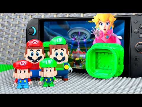 Lego Mario Enters Super Mario Galaxy! Luigi Helps Save Peach! #legomario