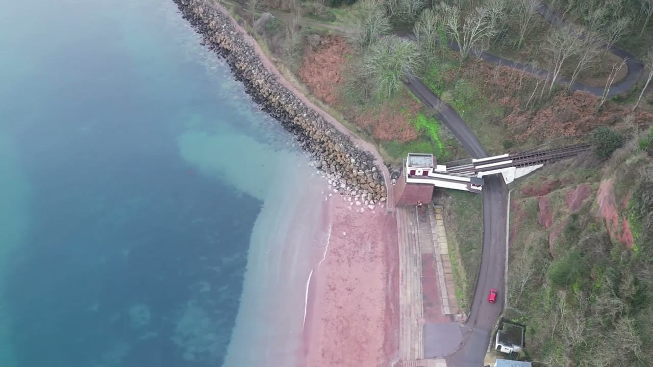Babbacombe cliff railway, Torquay drone fly over