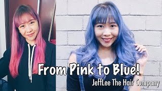 From Pink to Blue! My denim blue hair journey with Jeff Lee The Hair Company | Nicole Yie